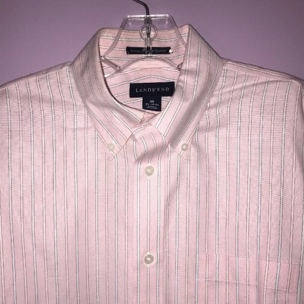 Lands End Supima Cotton No Iron Oxford Pink Shirt